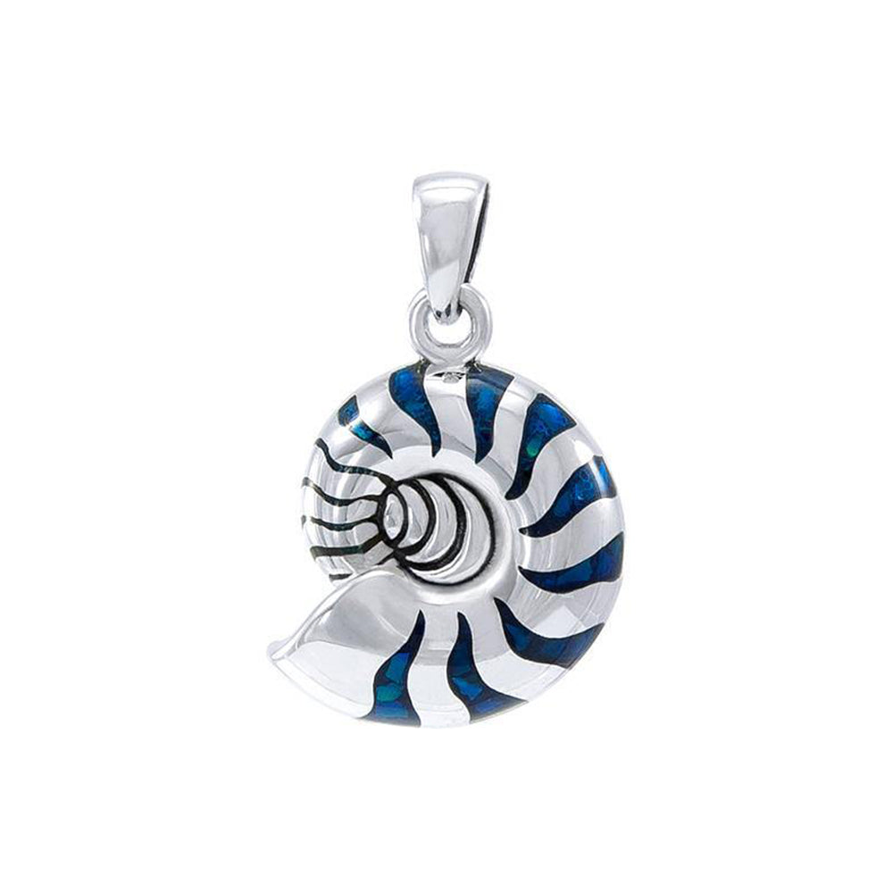 Charmed by the Rhythmic Spiral Sterling Silver Nautilus Pendant TP3106