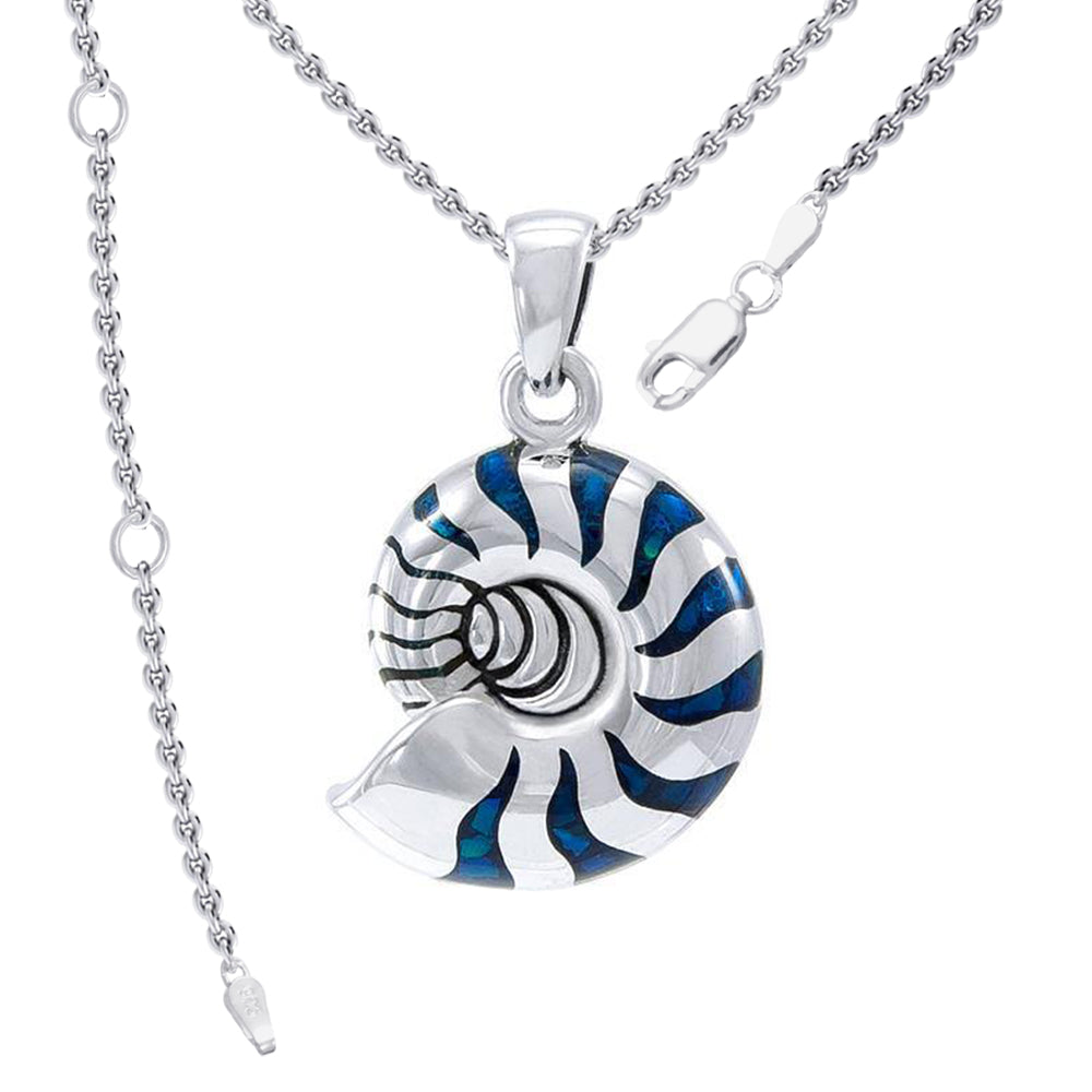Charmed by the Rhythmic Spiral Sterling Silver Nautilus Pendant TP3106