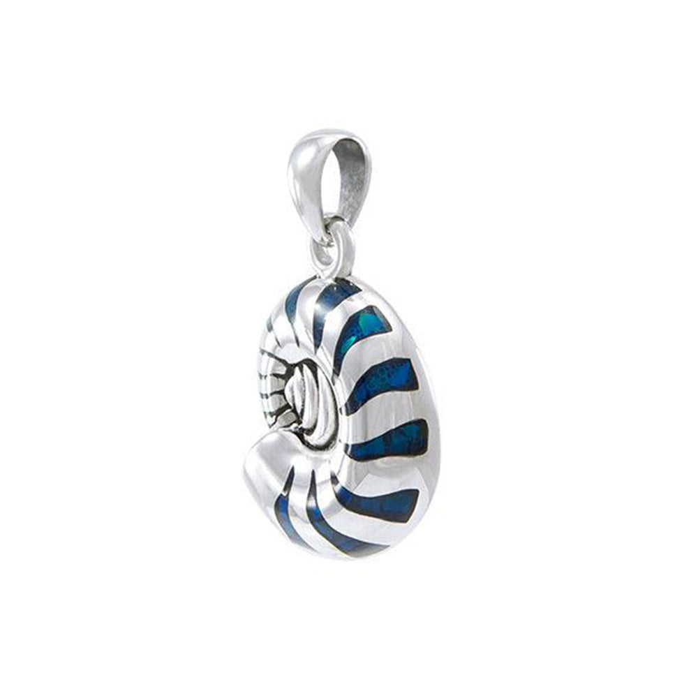 Charmed by the Rhythmic Spiral Sterling Silver Nautilus Pendant TP3106