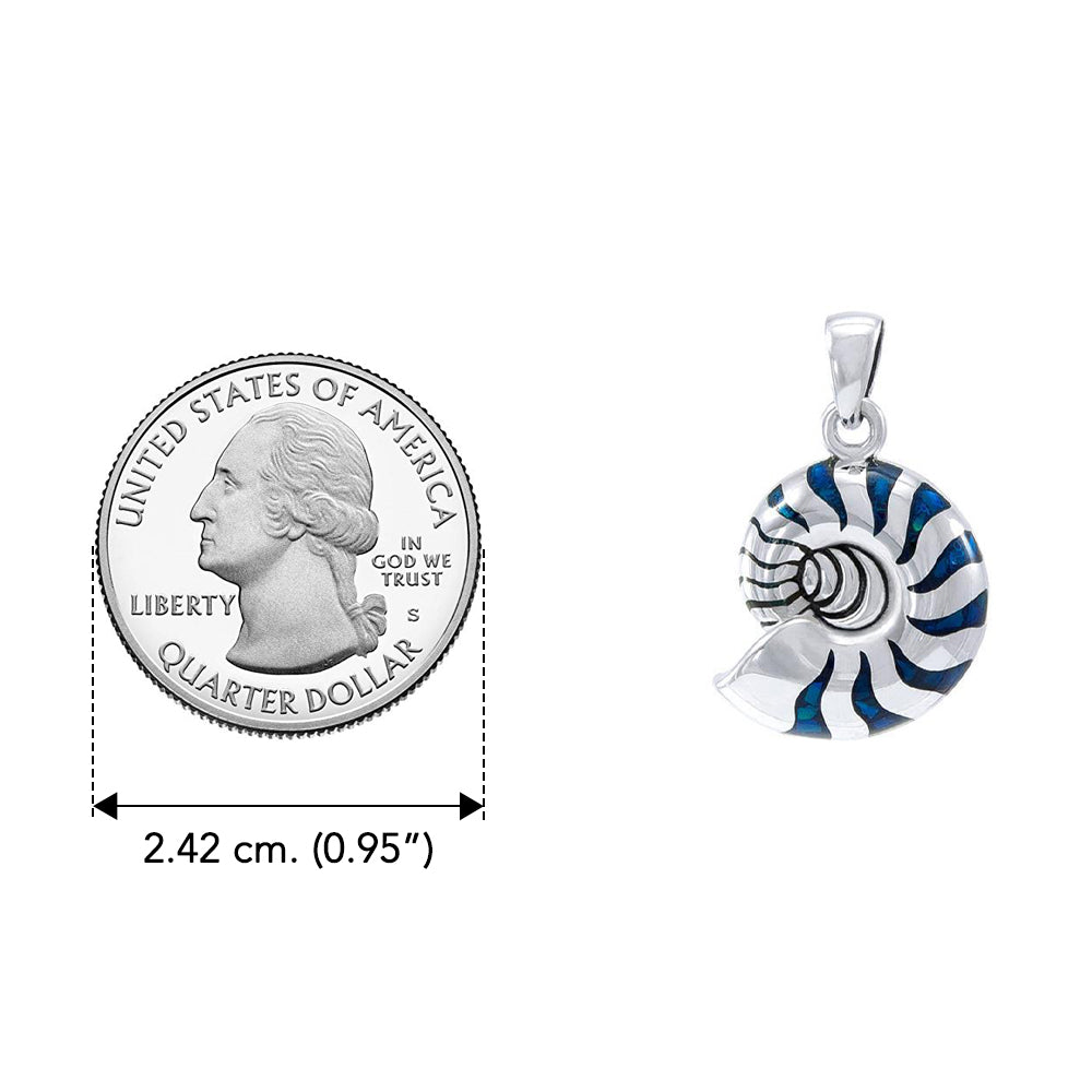 Charmed by the Rhythmic Spiral Sterling Silver Nautilus Pendant TP3106