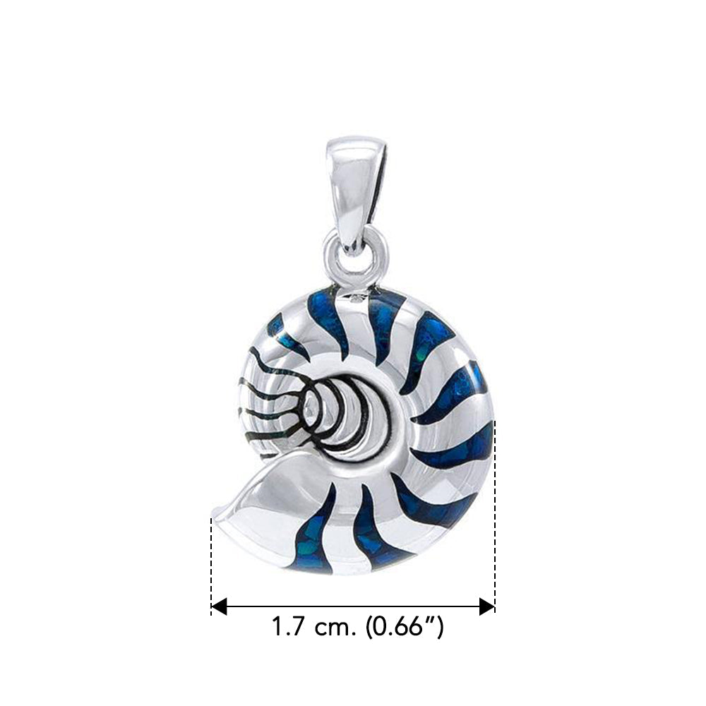 Charmed by the Rhythmic Spiral Sterling Silver Nautilus Pendant TP3106