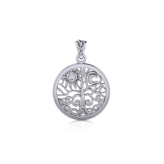 Pagan & Wicca Tree of Life ~ Sterling Silver Jewelry Pendant TP3109 - peterstone.dropshipping