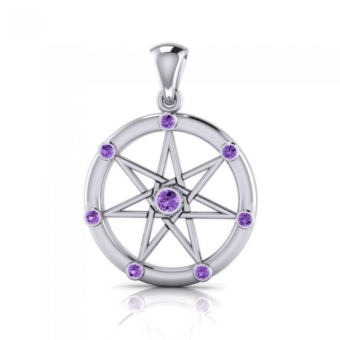 Elven Star with Gems Silver Pendant TP3134