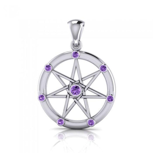 Elven Star with Gems Silver Pendant TP3134