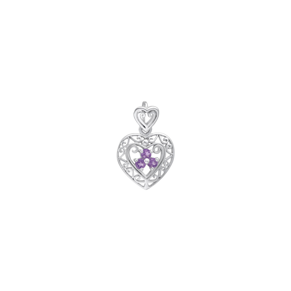Filigree Heart Sterling Silver Pendant with Gemstone TP315