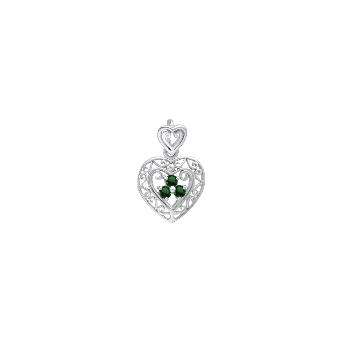 Filigree Heart Sterling Silver Pendant with Gemstone TP315