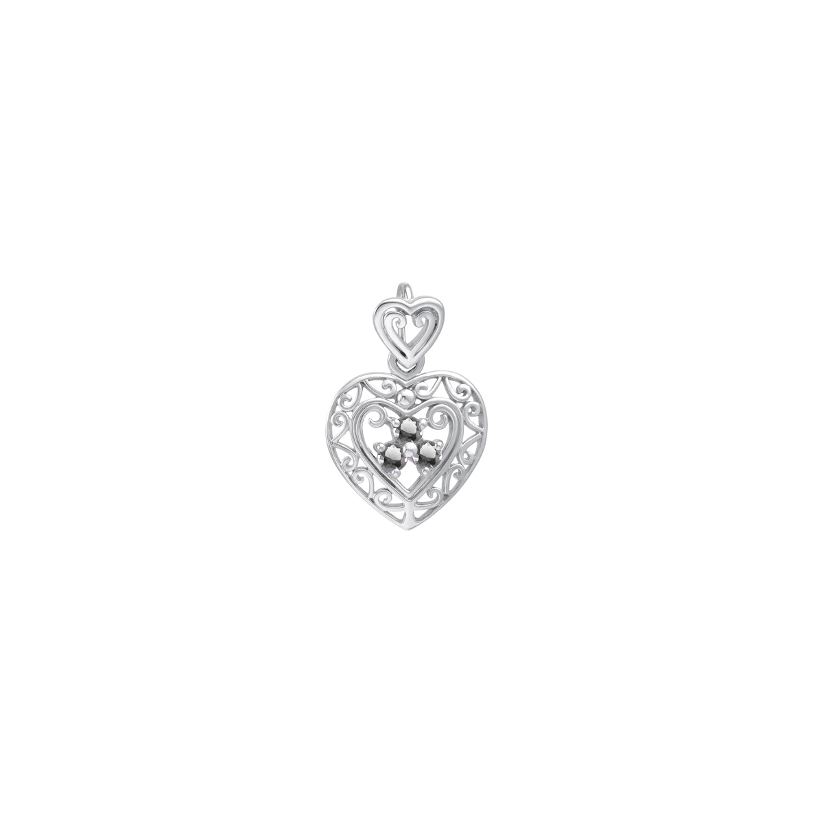 Filigree Heart Sterling Silver Pendant with Gemstone TP315
