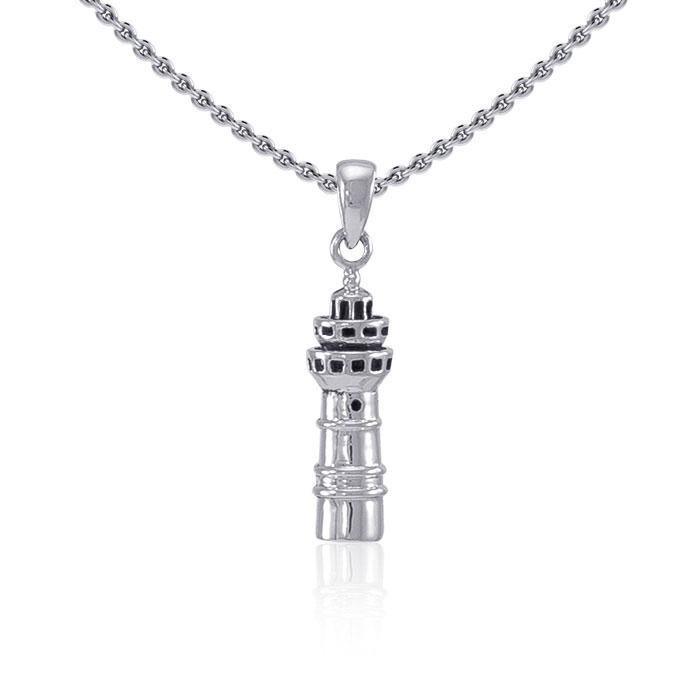The Majestic Three-tiered Lighthouse ~ Sterling Silver Jewelry Pendant TP3157