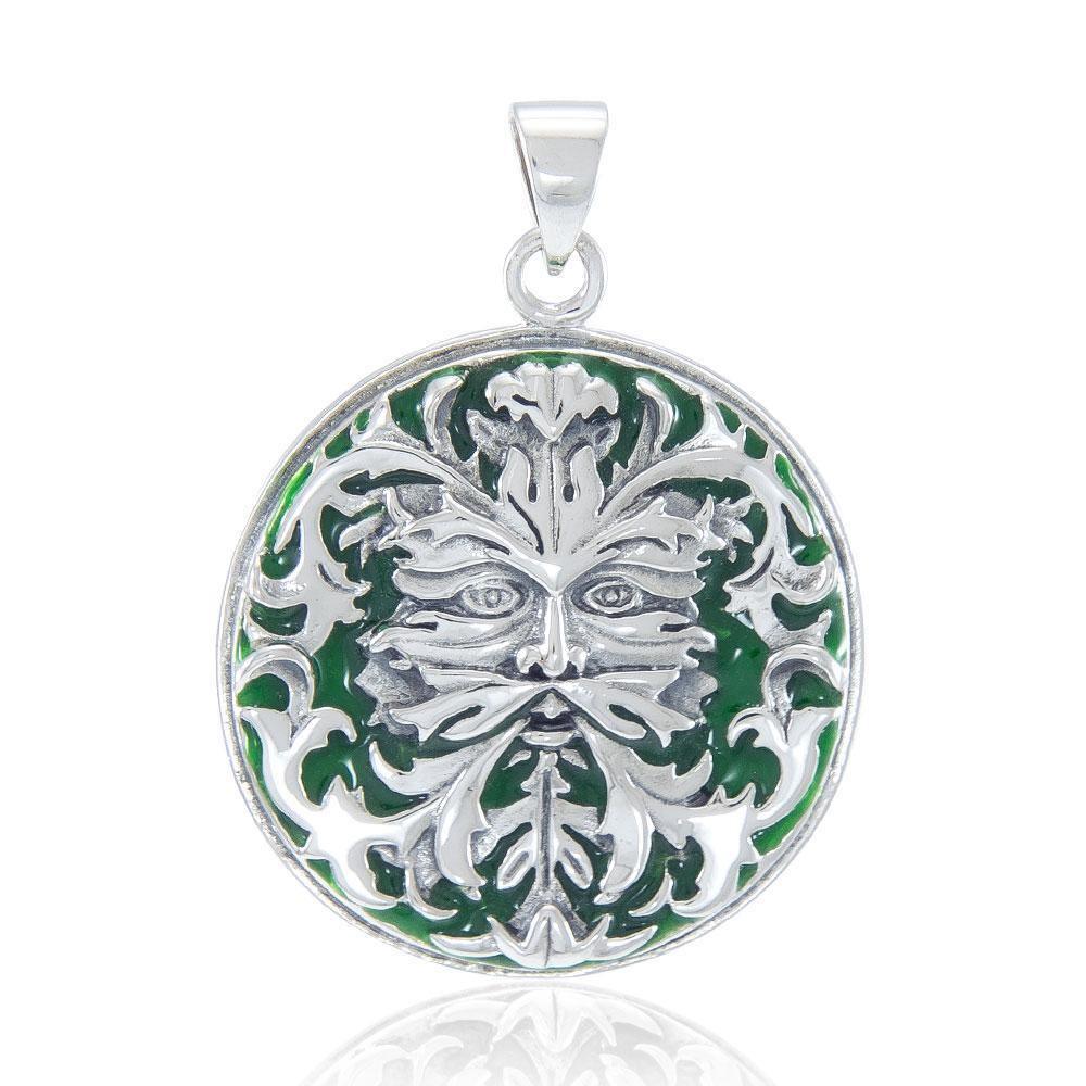 Silver Green Man Pendant by Oberon Zell TP3201