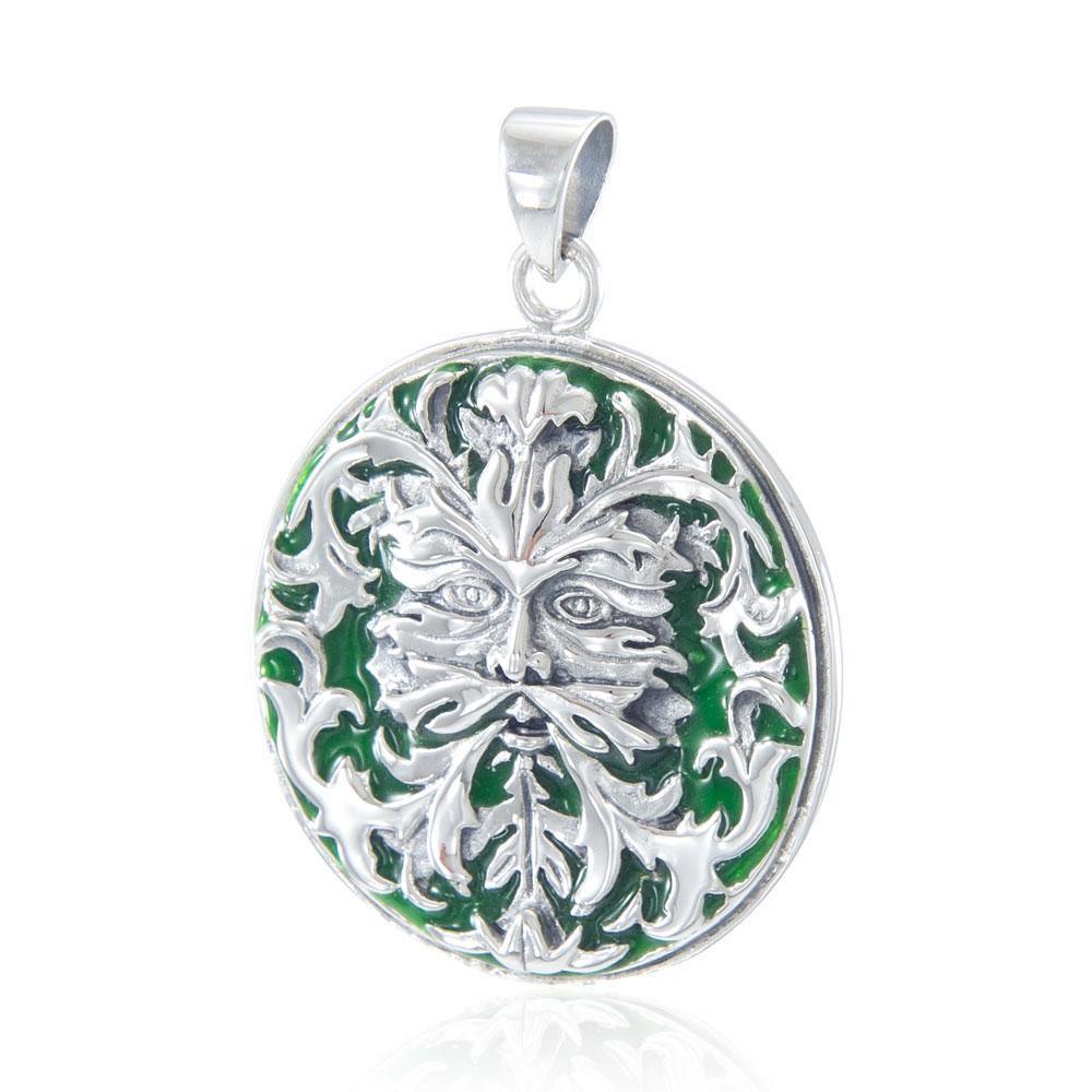 Silver Green Man Pendant by Oberon Zell TP3201