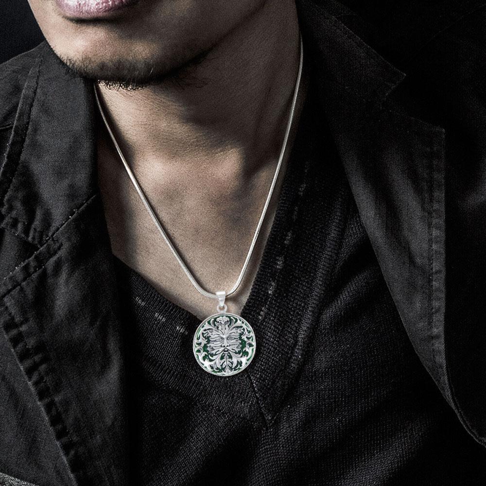 Silver Green Man Pendant by Oberon Zell TP3201