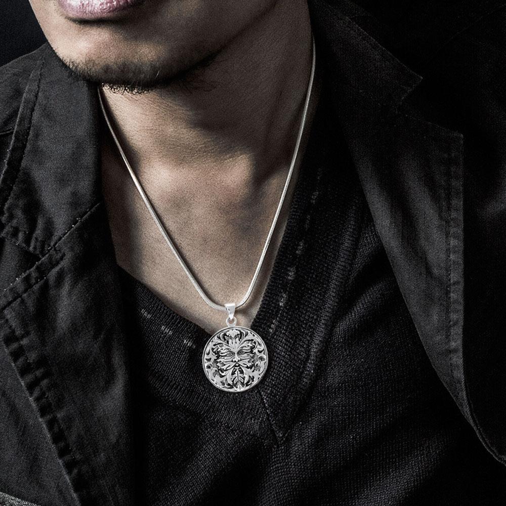 Silver Green Man Pendant by Oberon Zell TP3201