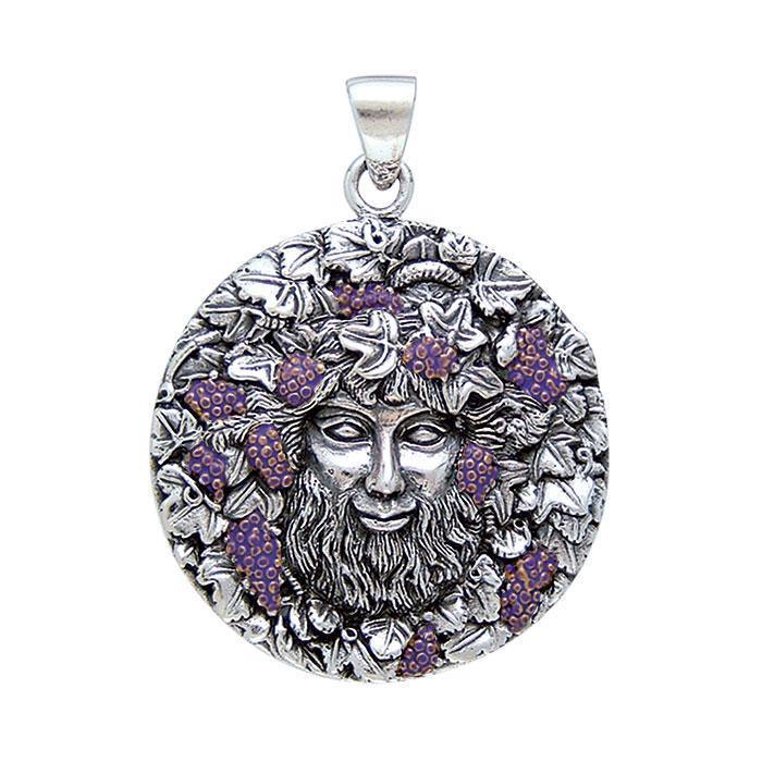 Bacchus God with Grapes Silver Pendant By Oberon Zell TP3203
