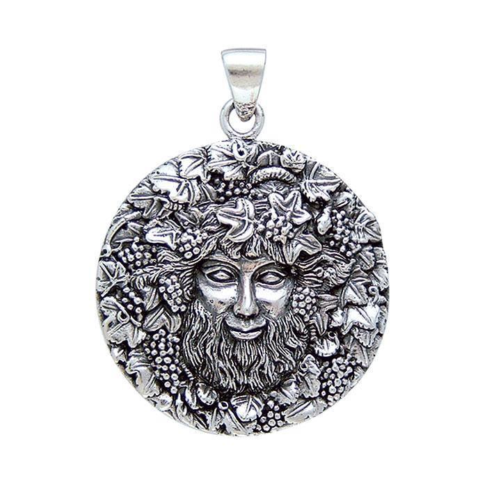 Bacchus God with Grapes Silver Pendant By Oberon Zell TP3203