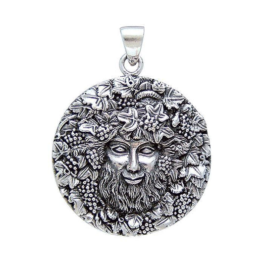 Bacchus God with Grapes Silver Pendant By Oberon Zell TP3203