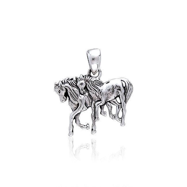 Two Horses Silver Pendant TP3214