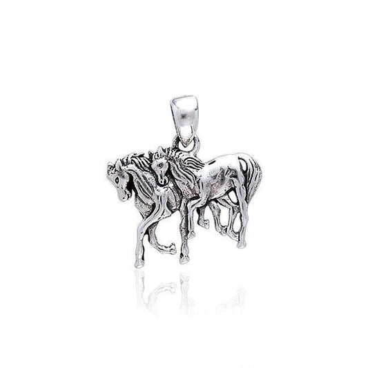 Two Horses Silver Pendant TP3214
