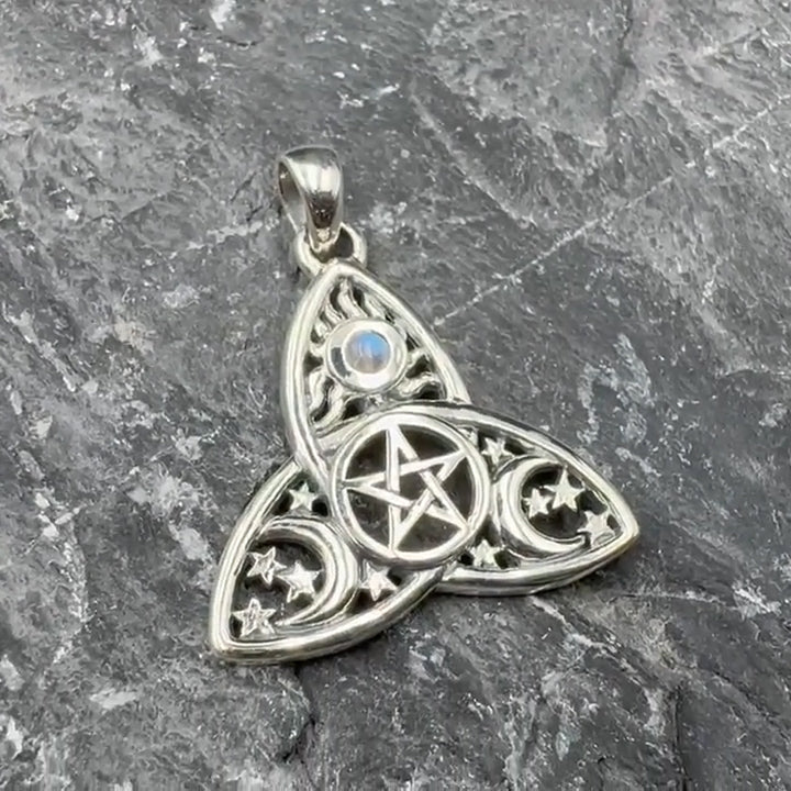 I dream beyond…beyond the Sun, the Moon and the Stars in a Pentacle Sterling Silver Pendant TP3268