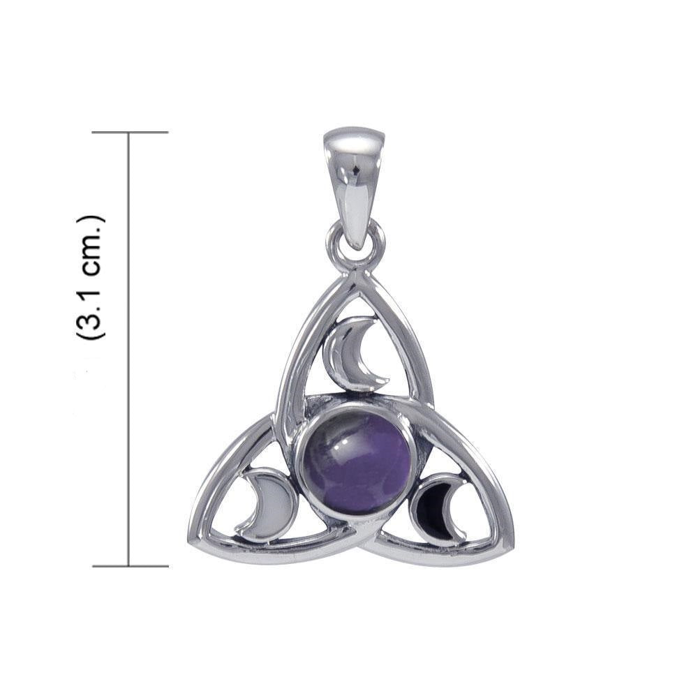 Celestial Triquetra Sterling Silver Pendant with Gem TP3270