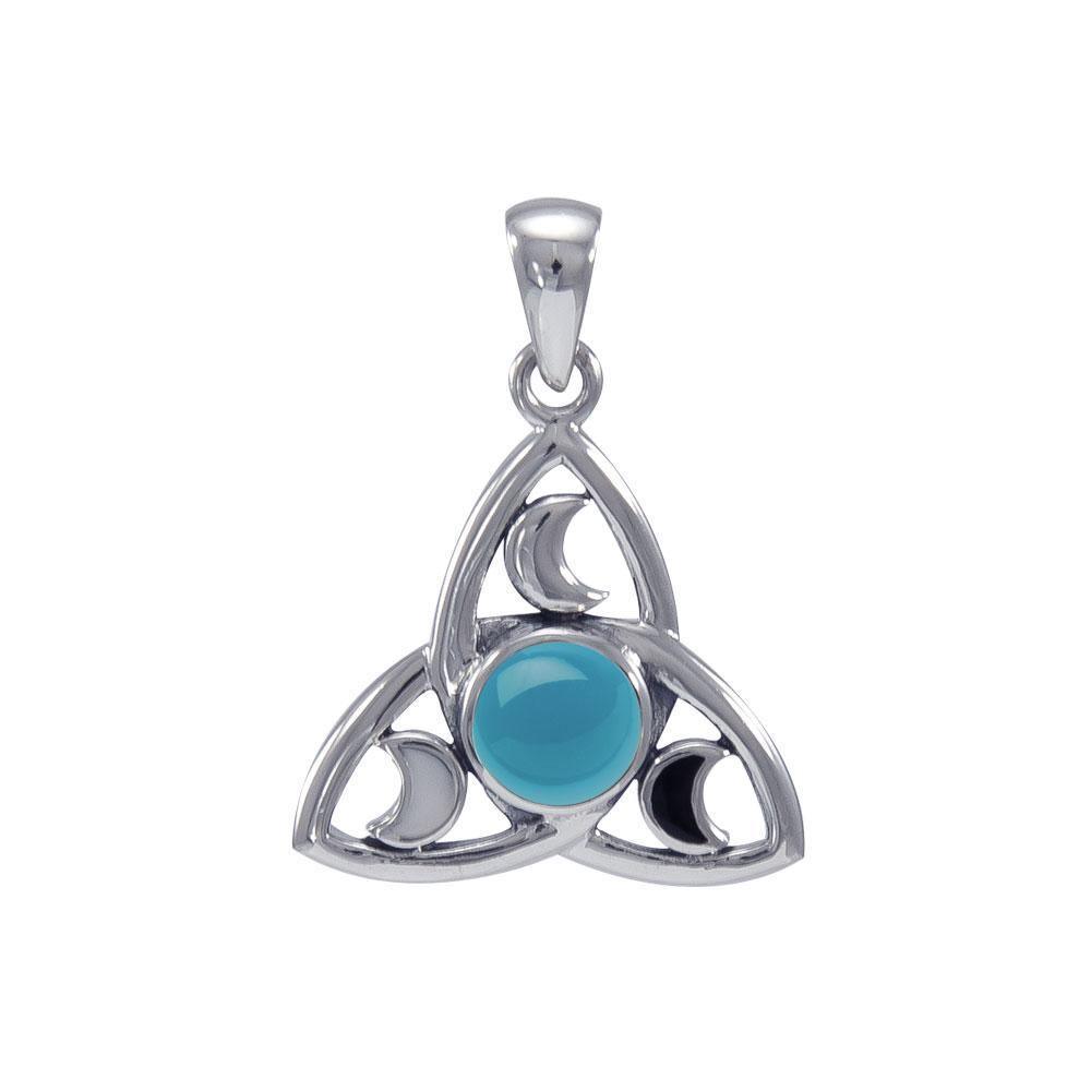 Celestial Triquetra Silver Pendant with Gem TP3270