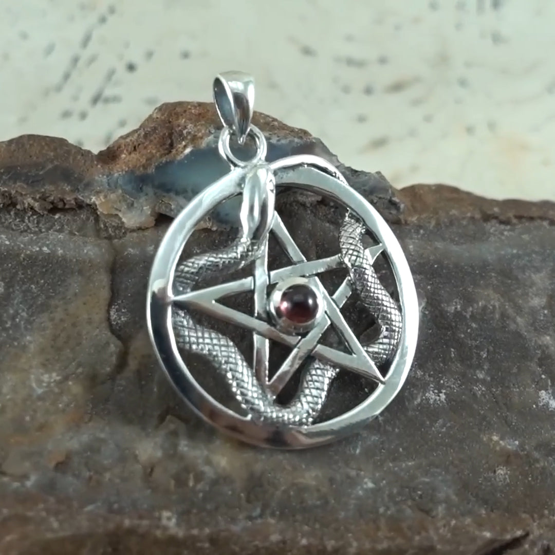 Pentacle With Caduceus Sterling Silver Pendant TP3309