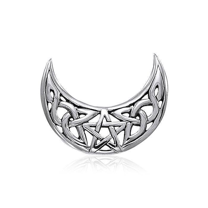 Celtic-inspired Crescent Moon ~ Sterling Silver Blue Moon Pendant Jewelry TP3331