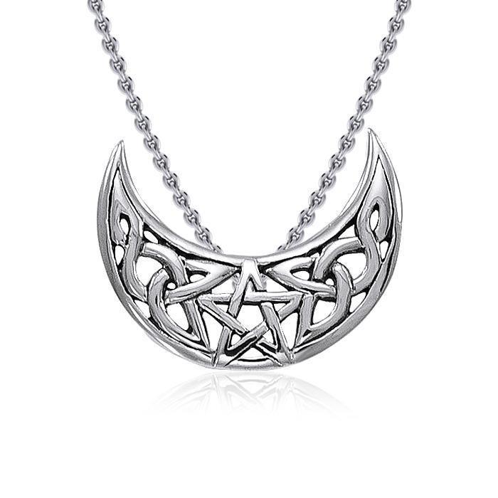 Celtic-inspired Crescent Moon ~ Sterling Silver Blue Moon Pendant Jewelry TP3331