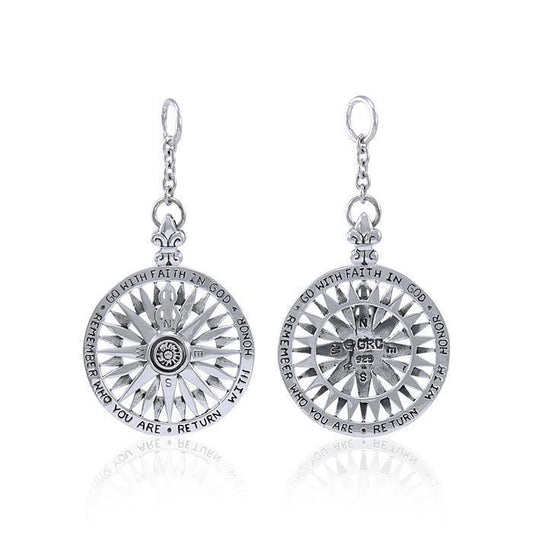 Navy Compass Rose Silver Keychain TP3339