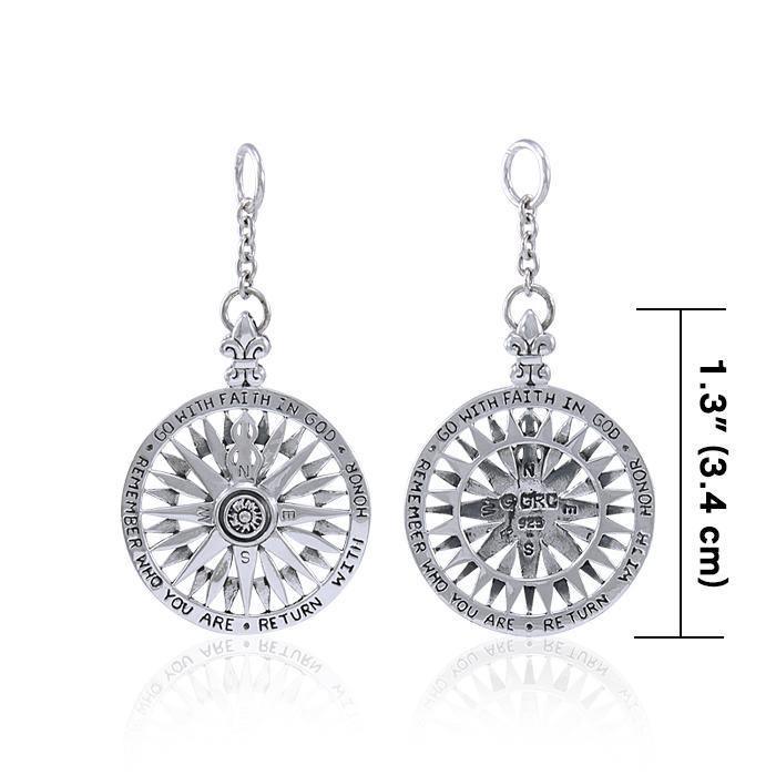 Navy Compass Rose Silver Keychain TP3339