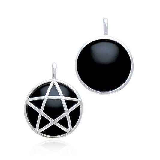 Dimensional Magick ~ Sterling Silver Pentacle and Inlaid Stone Pendant TP3379