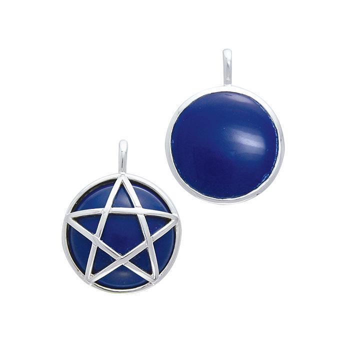 Dimensional Magick ~ Sterling Silver Pentacle and Inlaid Stone Pendant TP3379