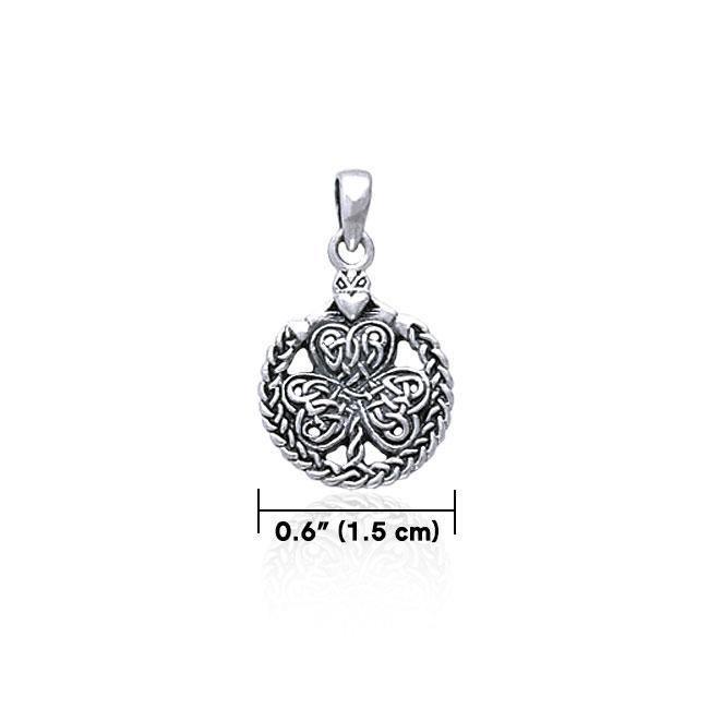 Celtic Knotwork Shamrock & Irish Claddagh Silver Pendant TP3418
