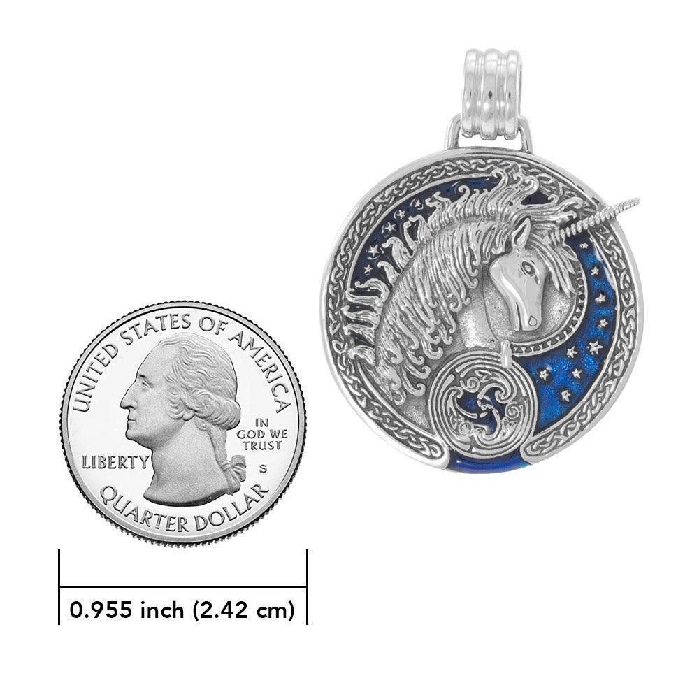 Silver Celtic Unicorn Enamel Pendant By Courtney Davis TP3432