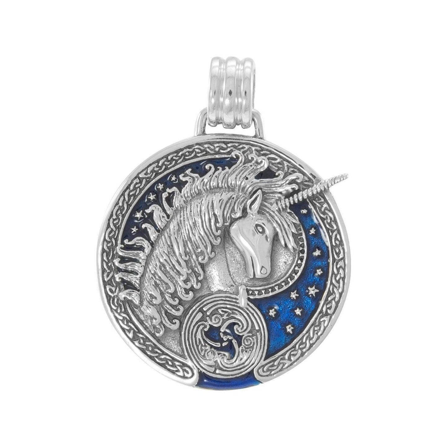 Silver Celtic Unicorn Enamel Pendant By Courtney Davis TP3432
