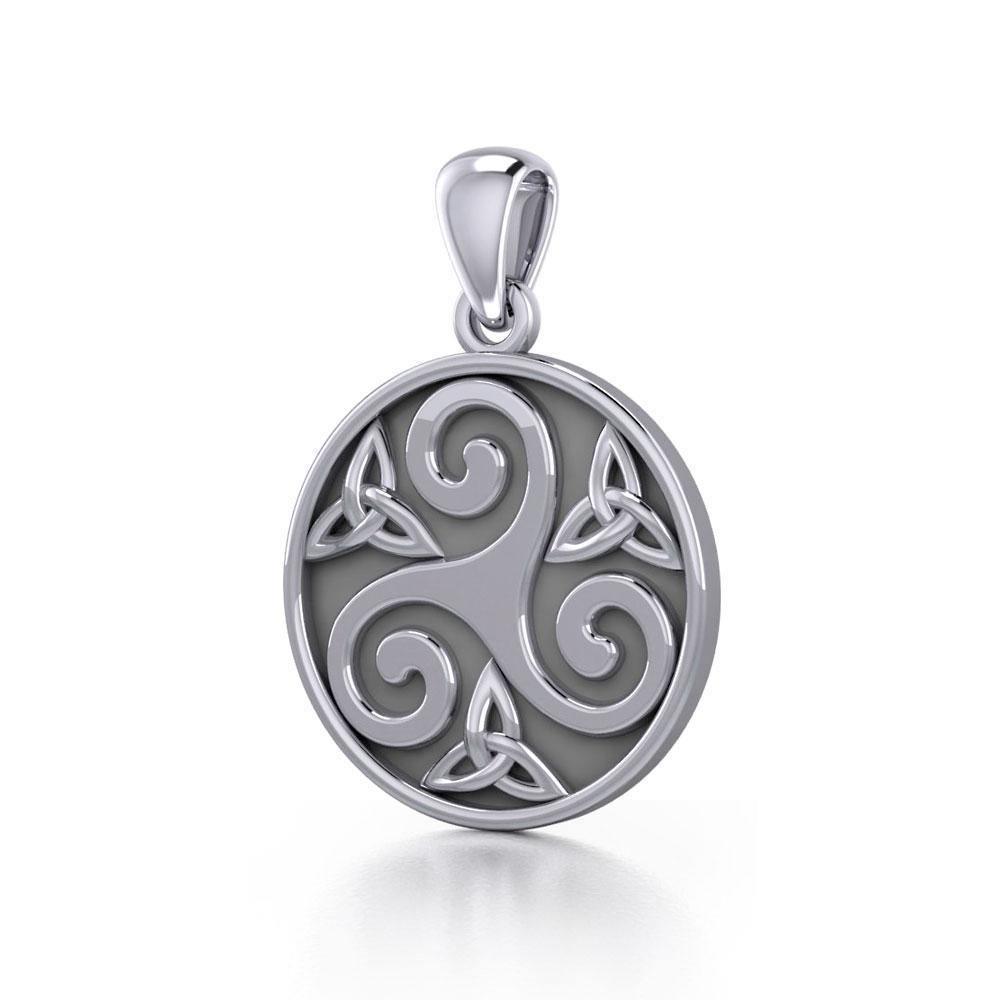 Celtic Triple Spiral Trinity/Triquetra Silver Pendant TP345