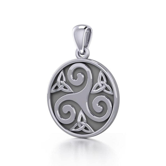 Celtic Triple Spiral Trinity/Triquetra Silver Pendant TP345