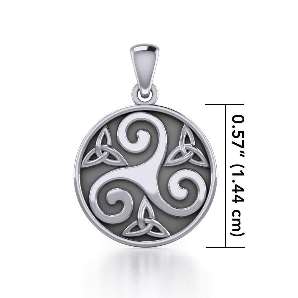Celtic Triple Spiral Trinity/Triquetra Silver Pendant TP345