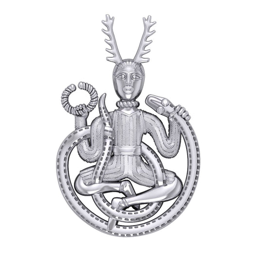 God Cernunnos in his mighty throne ~ Sterling Silver Jewelry Pendant TP3450