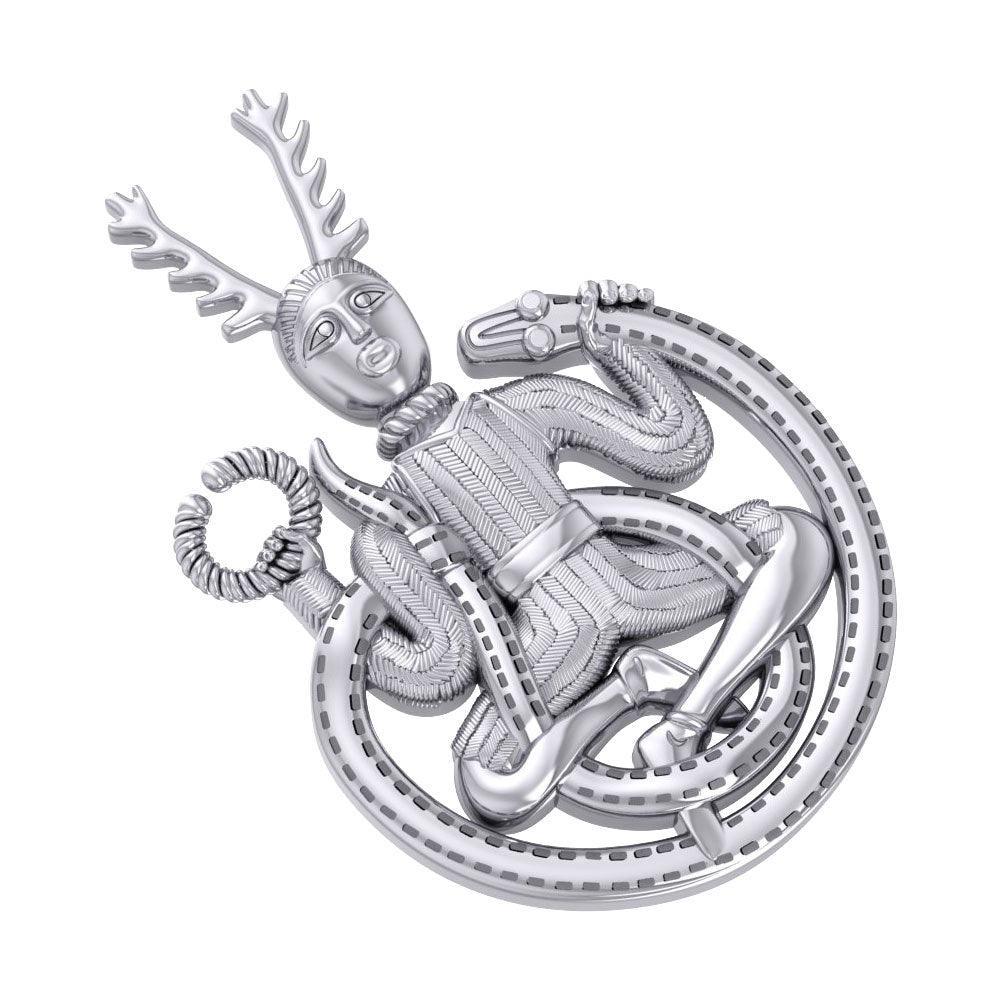 God Cernunnos in his mighty throne ~ Sterling Silver Jewelry Pendant TP3450 - peterstone.dropshipping