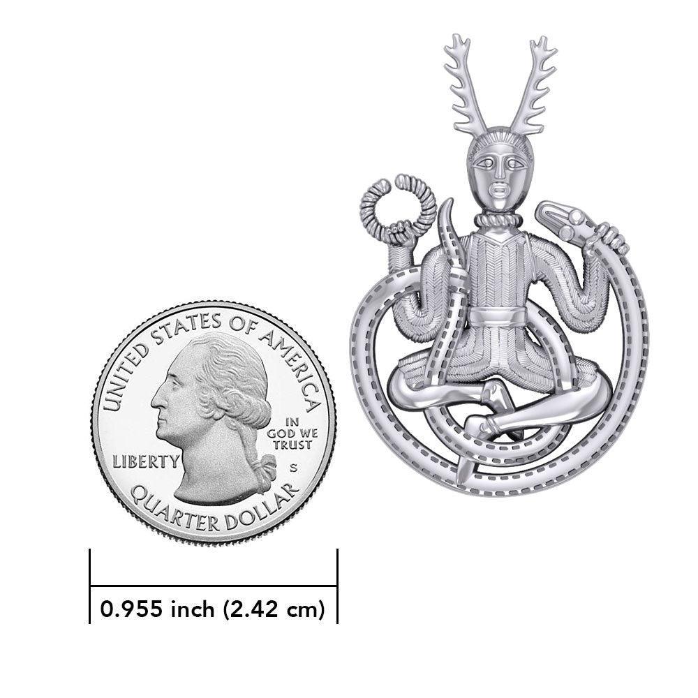 God Cernunnos in his mighty throne ~ Sterling Silver Jewelry Pendant TP3450 - peterstone.dropshipping