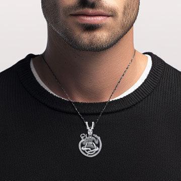 God Cernunnos in his mighty throne ~ Sterling Silver Jewelry Pendant TP3450 - peterstone.dropshipping