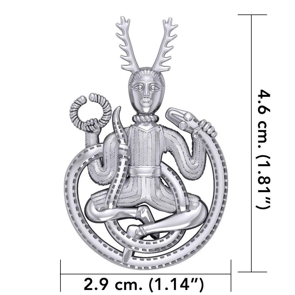God Cernunnos in his mighty throne ~ Sterling Silver Jewelry Pendant TP3450 - peterstone.dropshipping