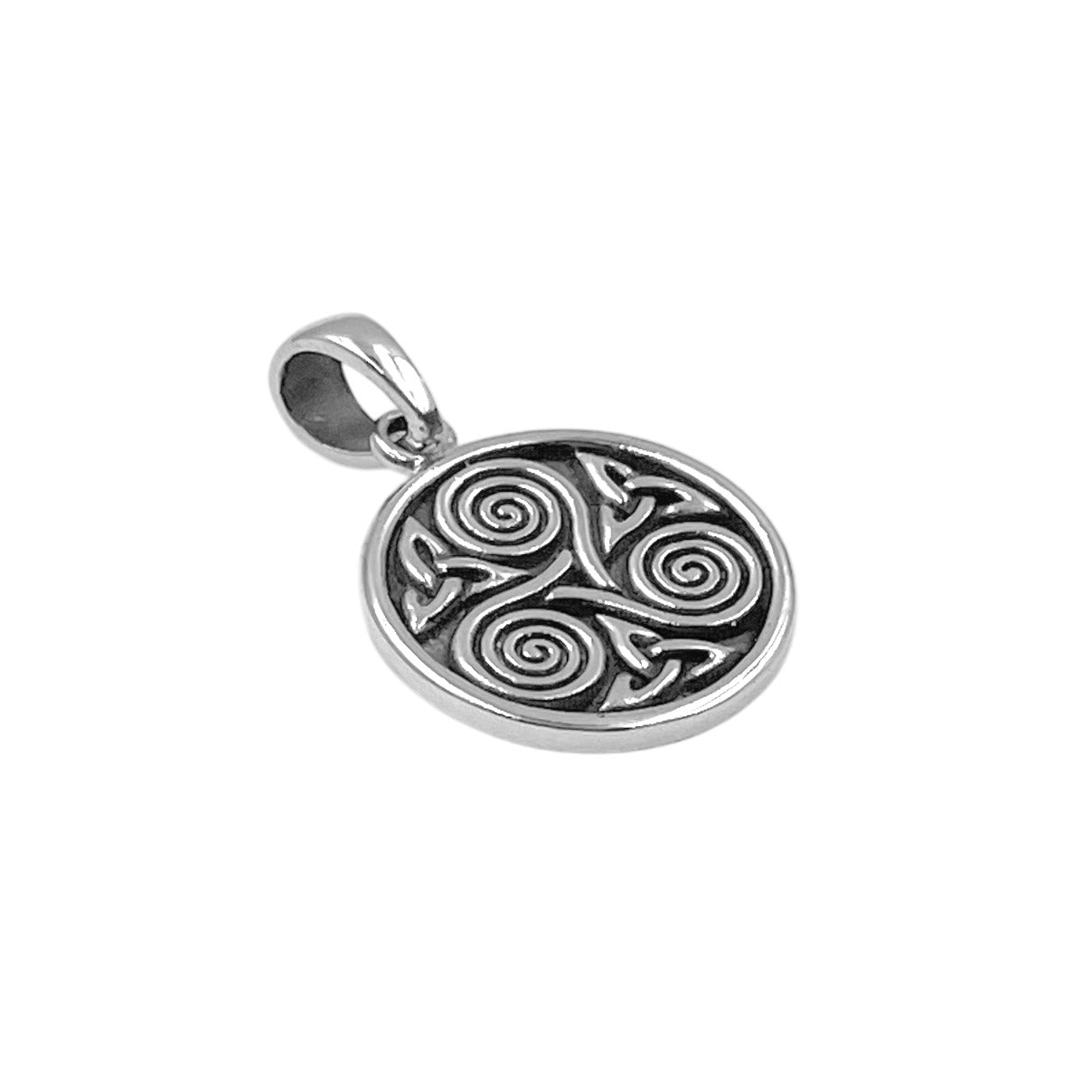 Celtic Three Single Spirals Triquetra Sterling Silver Pendant TP346