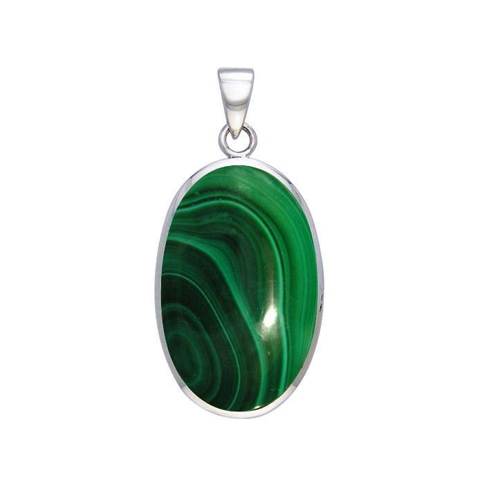 Large Silver Oval with Inlay Stone Pendant TP3539