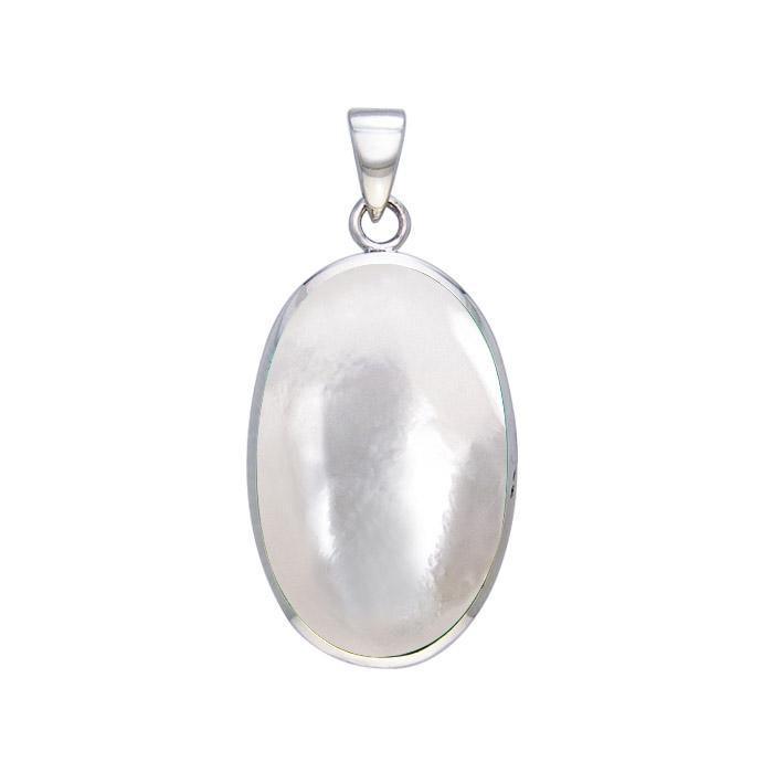 Large Silver Oval with Inlay Stone Pendant TP3539