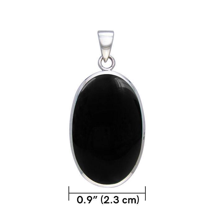 Large Silver Oval with Inlay Stone Pendant TP3539