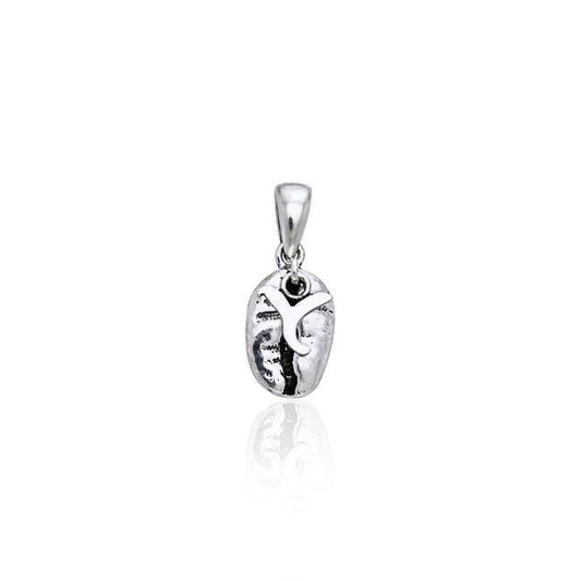 Letter Y on Coffee Bean Silver Pendant TP394