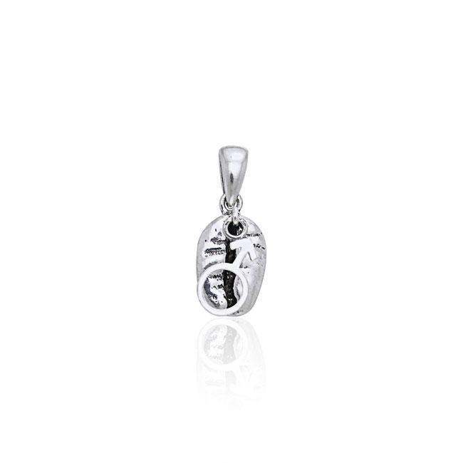 Male Symbol on Coffee Bean Silver Pendant TP396