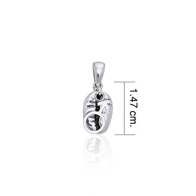 Male Symbol on Coffee Bean Silver Pendant TP396