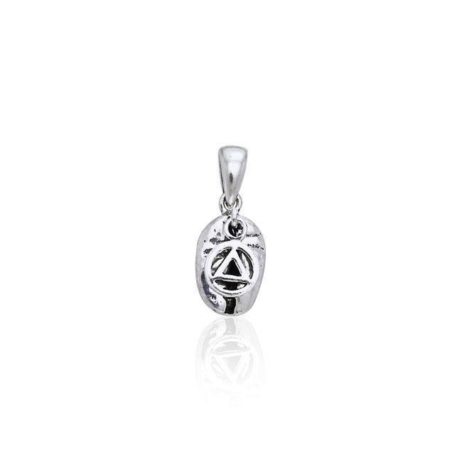 Recovery Symbol on Coffee Bean Silver Pendant TP400